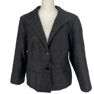 Sara Campbell Silk Quilted Blazer in Black, Size 16W